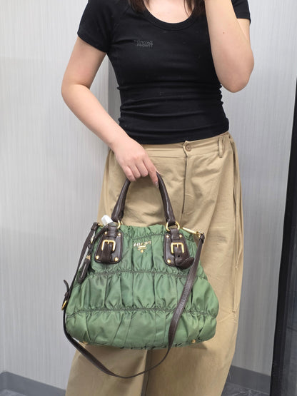 Prada Tessuto Gaufre Nylon 2-Way Handbag (Pre-Owned)