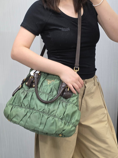 Prada Tessuto Gaufre Nylon 2-Way Handbag (Pre-Owned)
