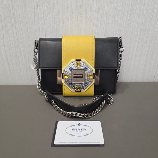 Prada Cahier Jeweled Leather Chain Shoulder Bag (Pre-Owned)