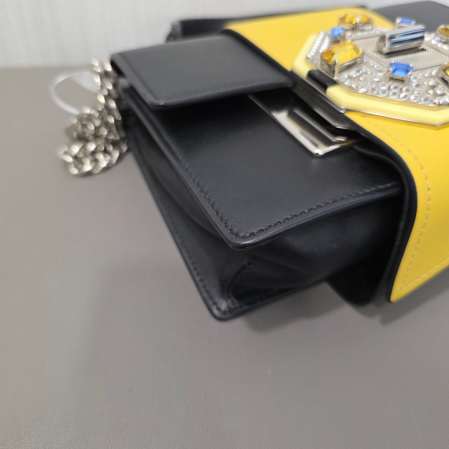 Prada Cahier Jeweled Leather Chain Shoulder Bag (Pre-Owned)