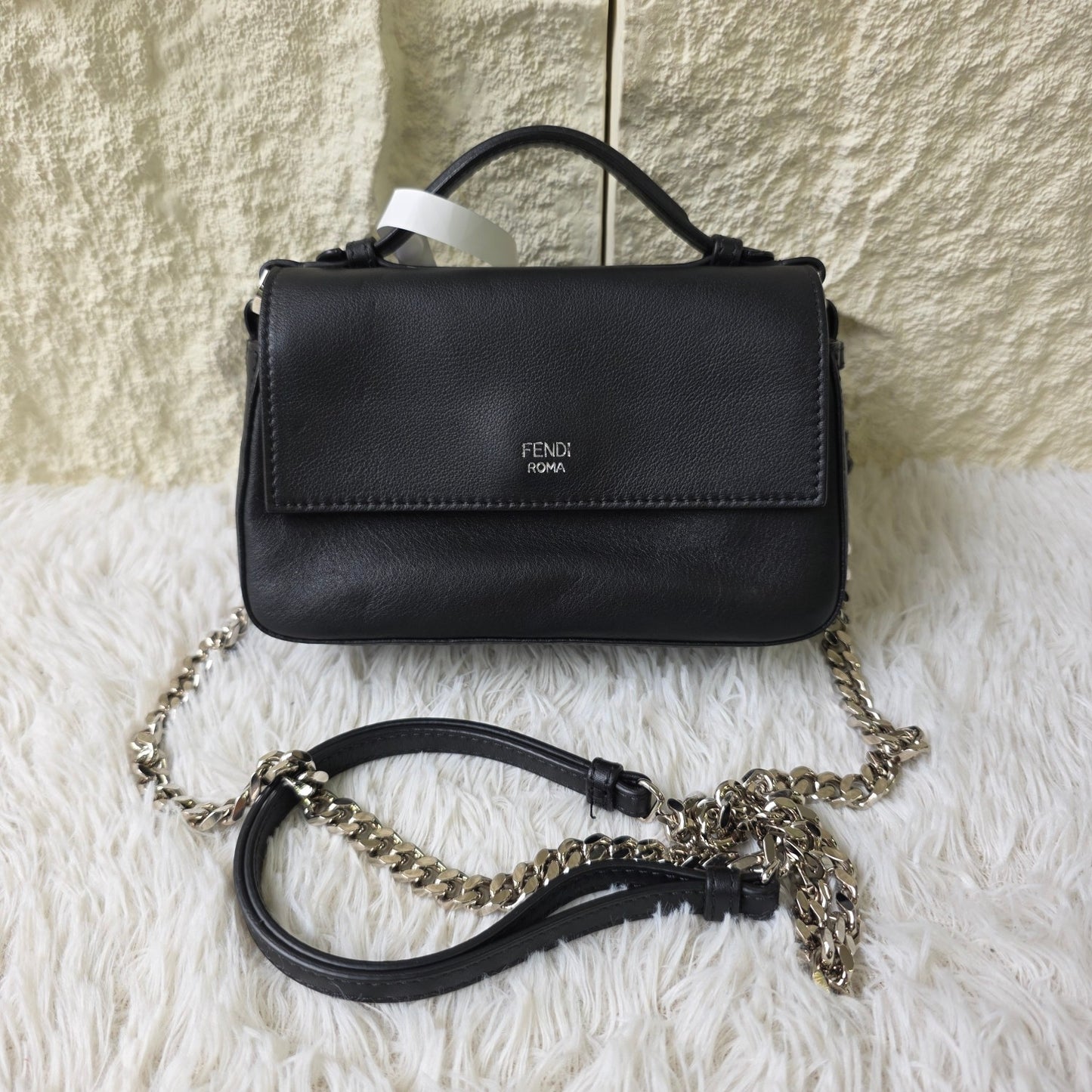 Fendi Be Baguette Studded Leather Chain Shoulder Bag (Pre-Owned)