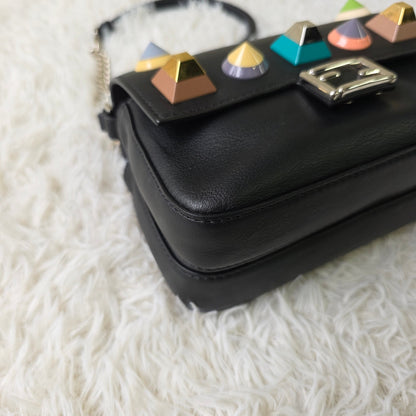 Fendi Be Baguette Studded Leather Chain Shoulder Bag (Pre-Owned)
