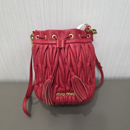 Miu Miu Matelassé Leather Drawstring Shoulder Bag (Pre-Owned)