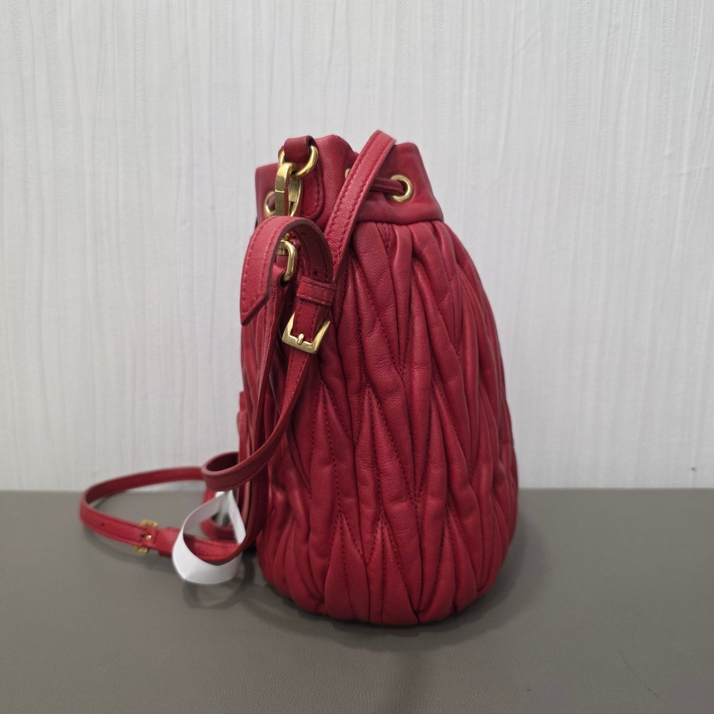 Miu Miu Matelassé Leather Drawstring Shoulder Bag (Pre-Owned)