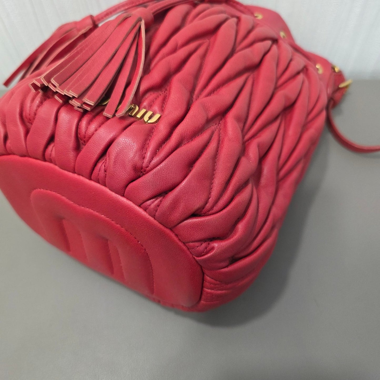 Miu Miu Matelassé Leather Drawstring Shoulder Bag (Pre-Owned)