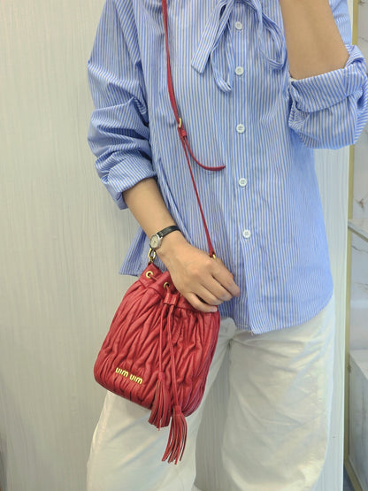Miu Miu Matelassé Leather Drawstring Shoulder Bag (Pre-Owned)