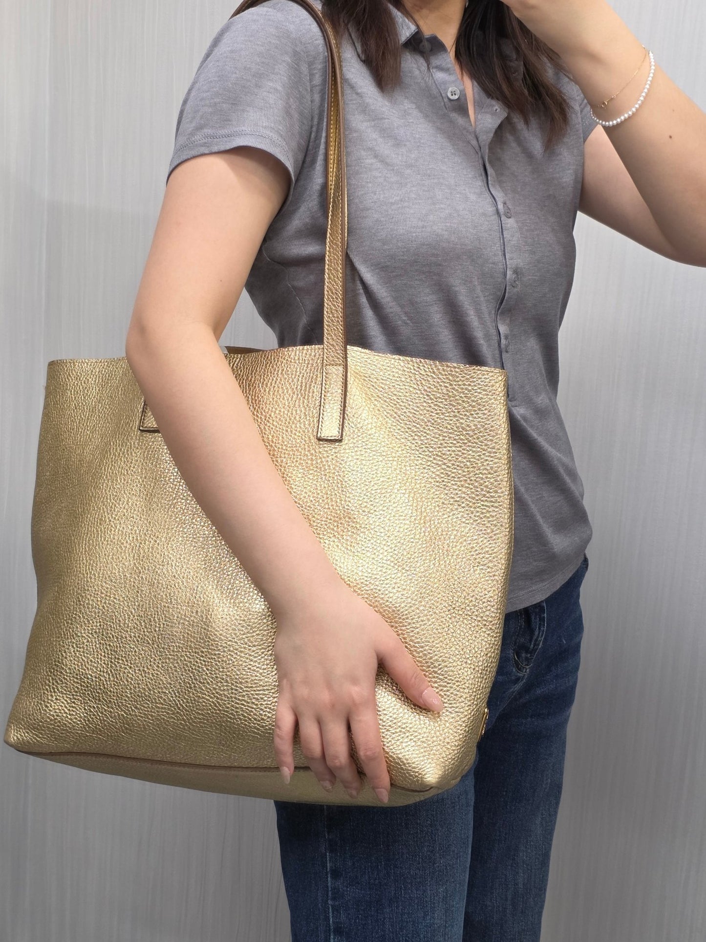 Prada Metallic Leather Tote Bag (Pre-Owned)