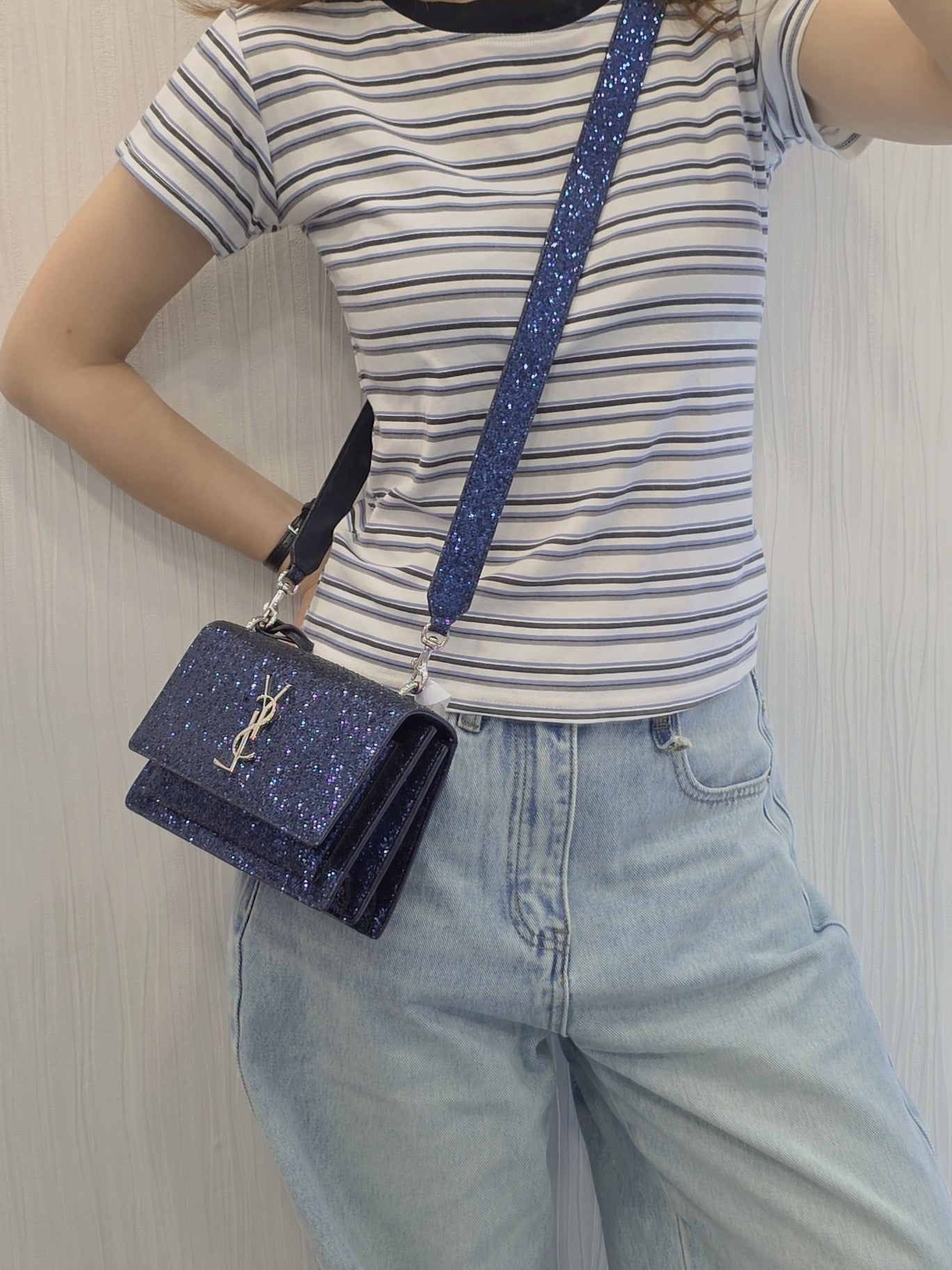 Saint Laurent YSL Glitter Chain Wallet Bag (Pre-Owned)