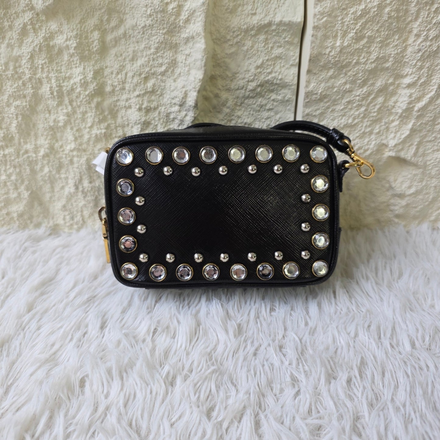 Prada Saffiano Leather Crystal Mini Bag (Pre-Owned)