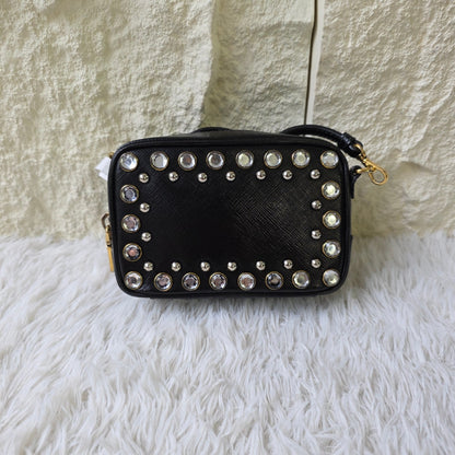 Prada Saffiano Leather Crystal Mini Bag (Pre-Owned)