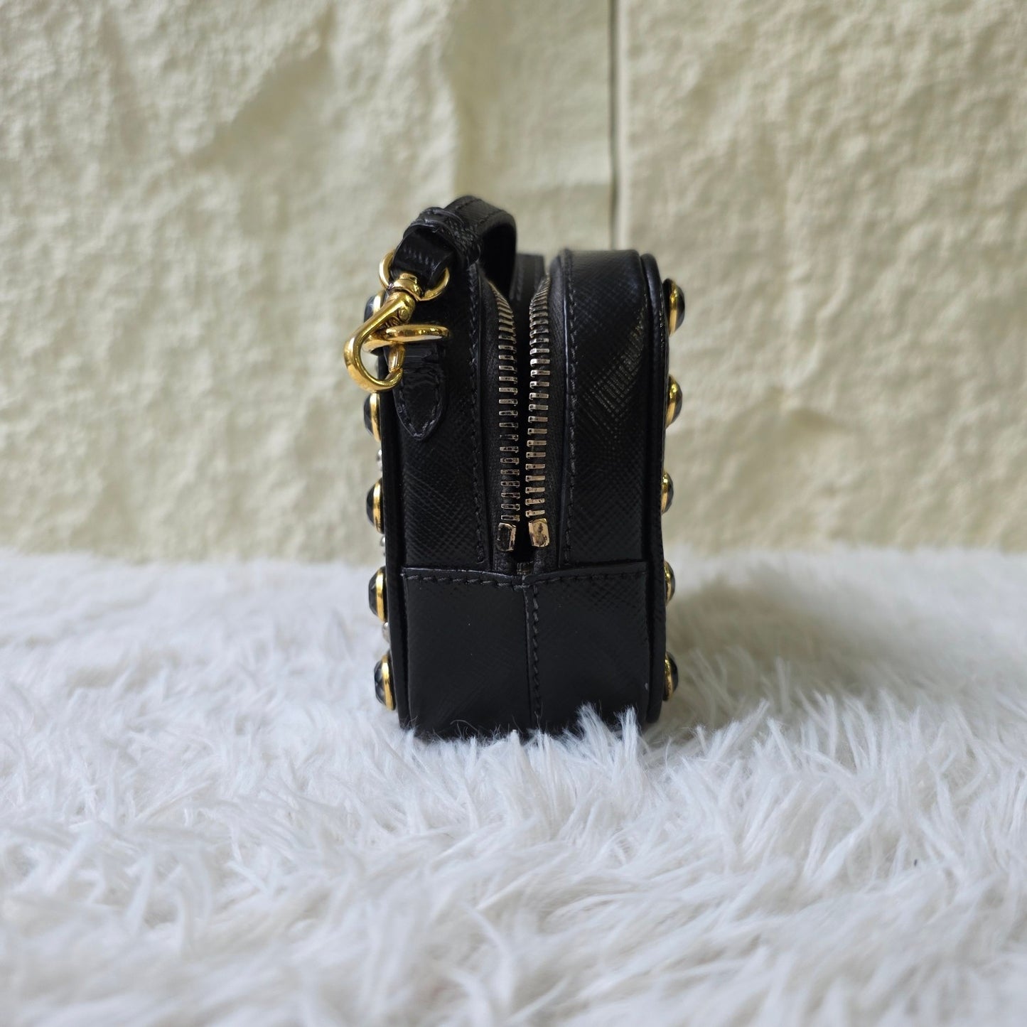 Prada Saffiano Leather Crystal Mini Bag (Pre-Owned)