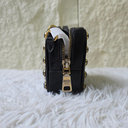 Prada Saffiano Leather Crystal Mini Bag (Pre-Owned)