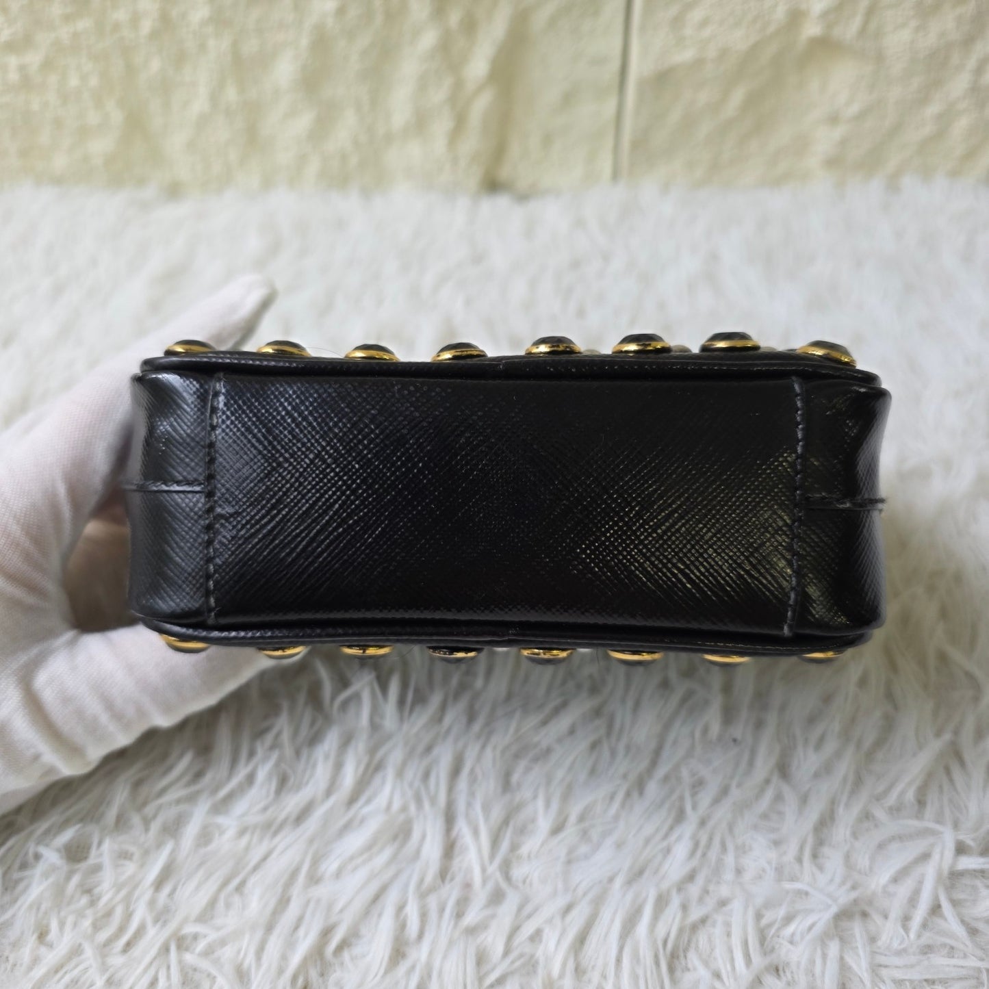 Prada Saffiano Leather Crystal Mini Bag (Pre-Owned)