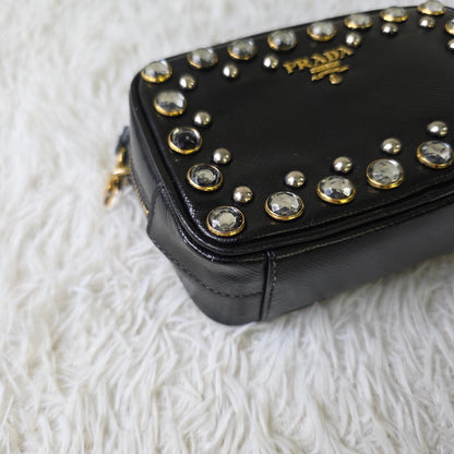 Prada Saffiano Leather Crystal Mini Bag (Pre-Owned)