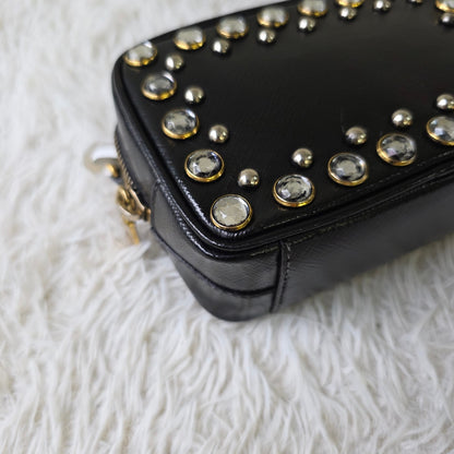 Prada Saffiano Leather Crystal Mini Bag (Pre-Owned)
