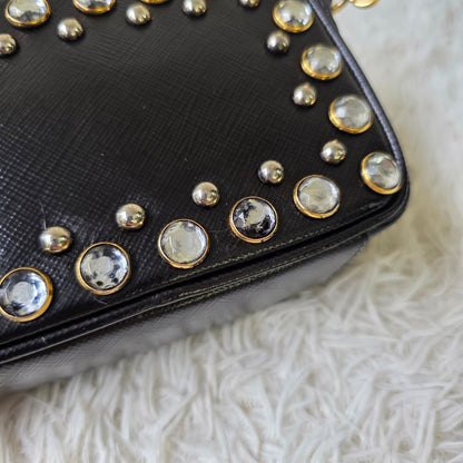 Prada Saffiano Leather Crystal Mini Bag (Pre-Owned)