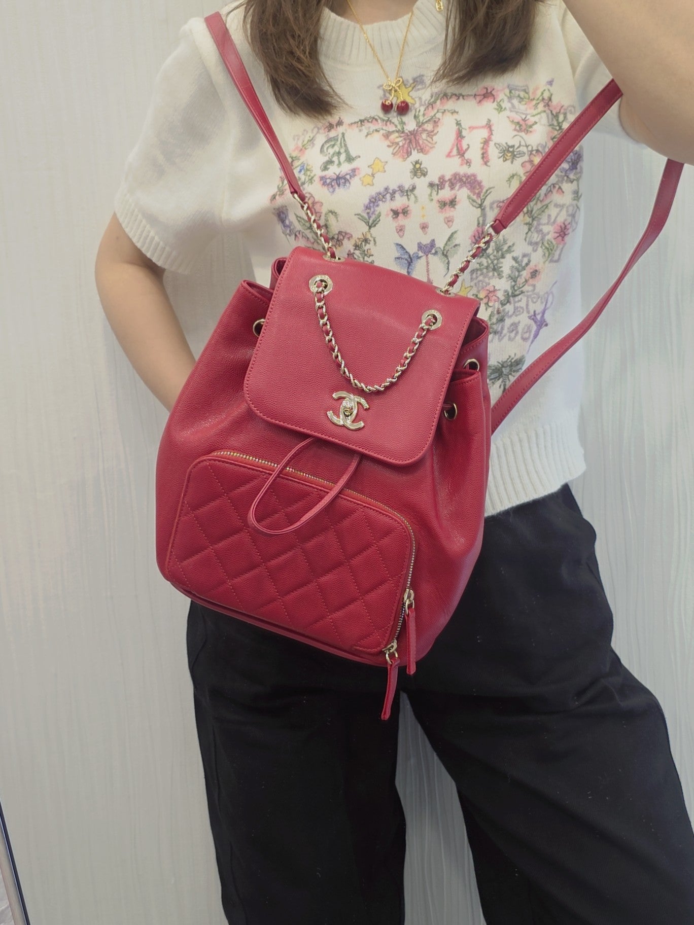 Chanel Quilted Caviar Leather Backpack (Pre-Owned)