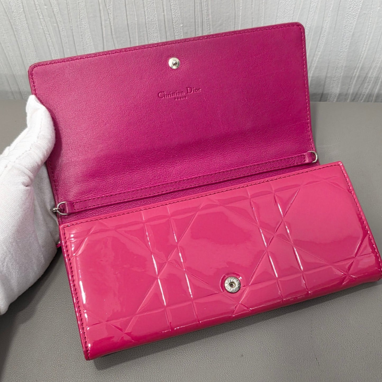 Dior Cannage Patent Leather Long Wallet (Pre-Owned)