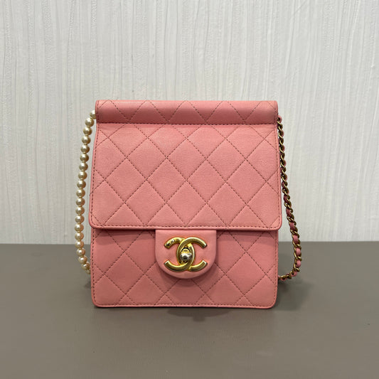 Chanel Quilted Leather Chain Wallet Bag (Pre-Owned)