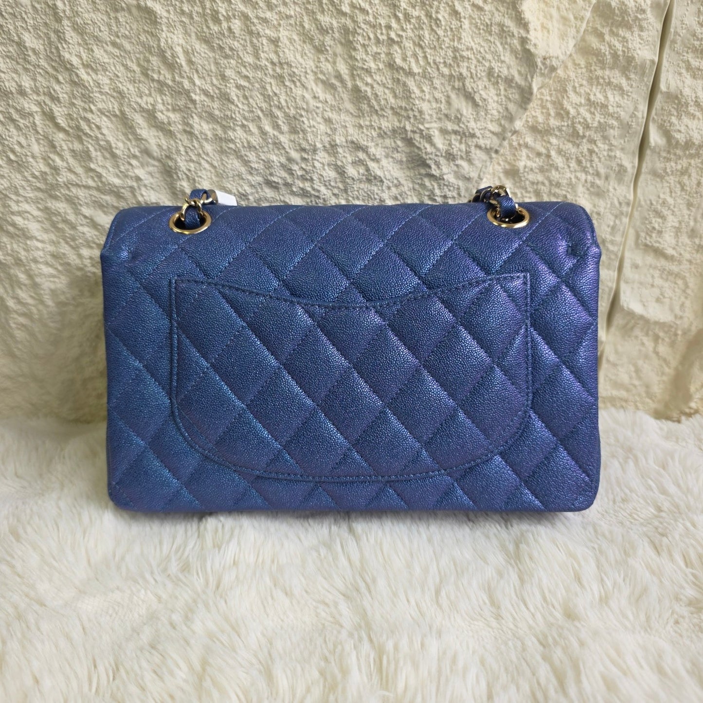 Chanel Quilted Metallic Leather Chain Wallet Bag (Pre-Owned)