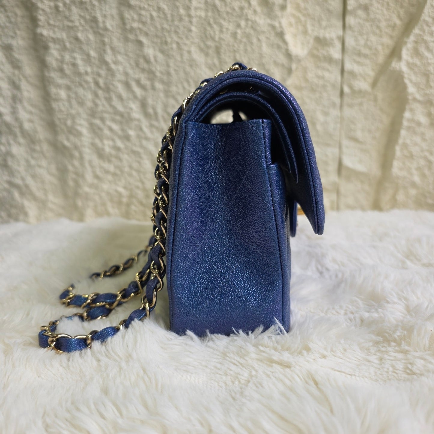 Chanel Quilted Metallic Leather Chain Wallet Bag (Pre-Owned)