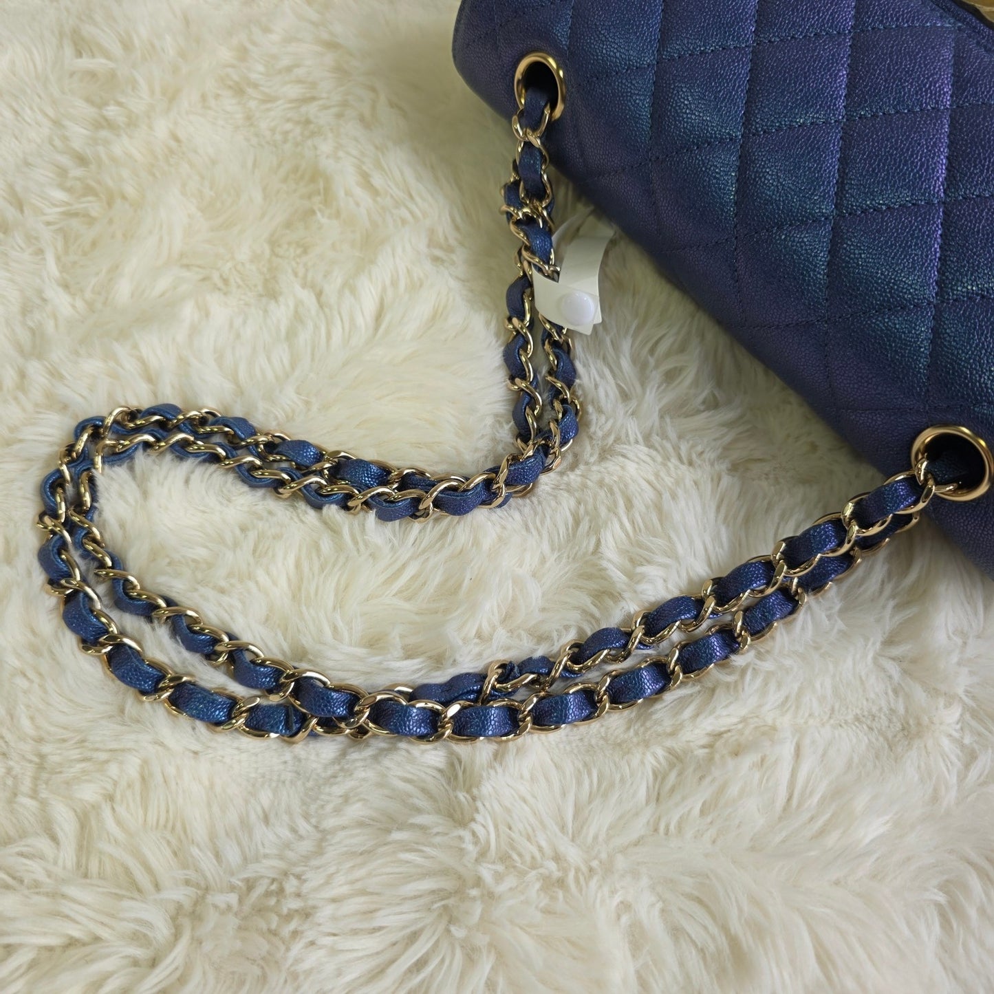 Chanel Quilted Metallic Leather Chain Wallet Bag (Pre-Owned)