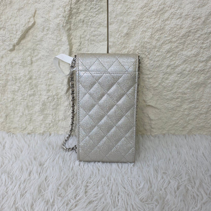 Chanel Quilted Metallic Leather Phone Holder Bag (Pre-Owned)