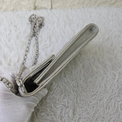 Chanel Quilted Metallic Leather Phone Holder Bag (Pre-Owned)