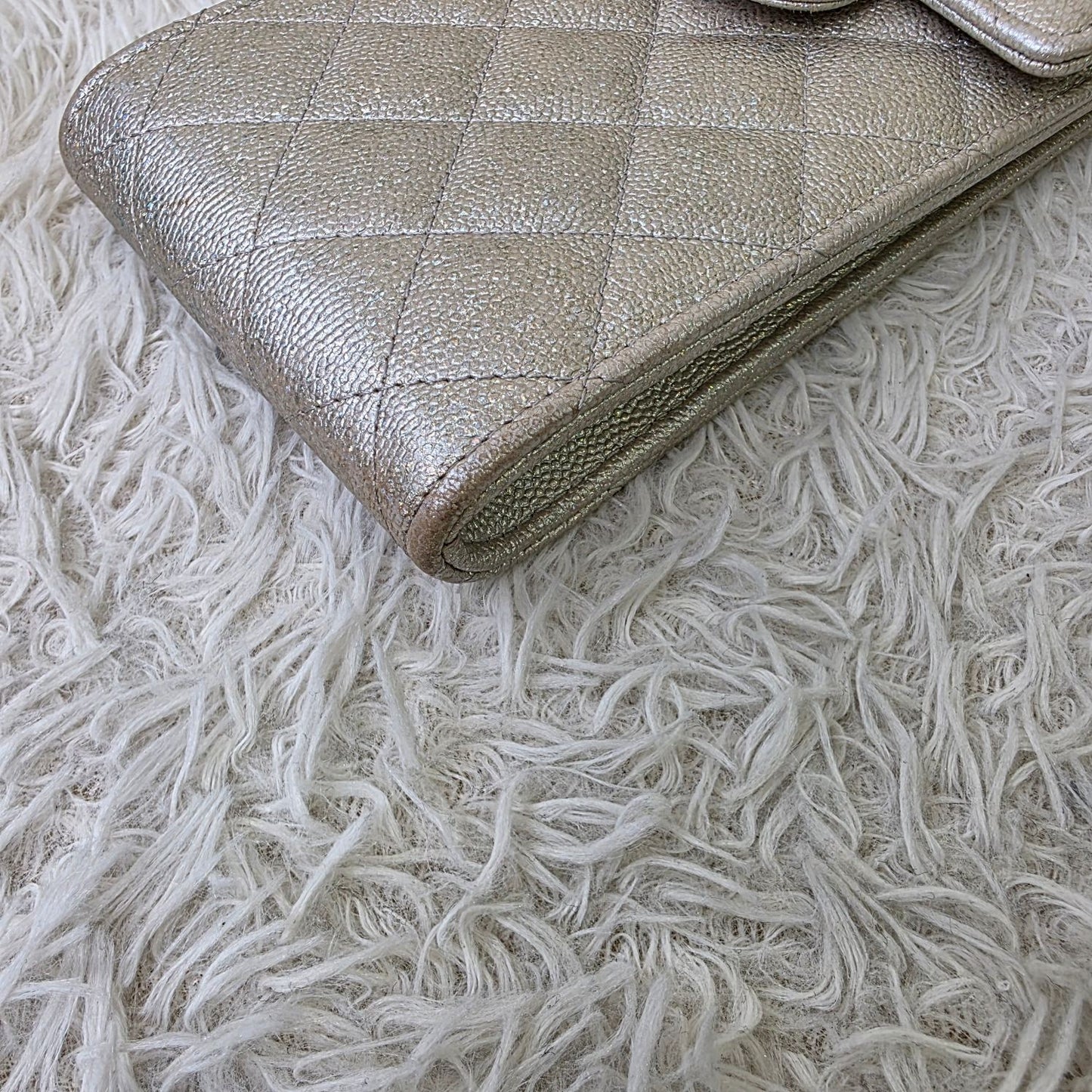Chanel Quilted Metallic Leather Phone Holder Bag (Pre-Owned)
