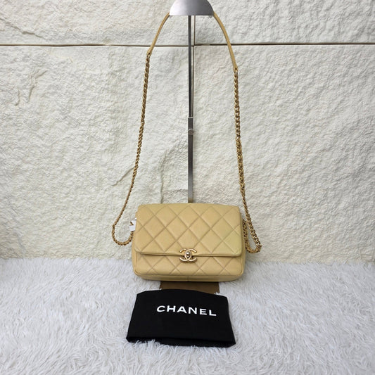 Chanel Quilted Leather Chain Wallet Bag (Pre-Owned)