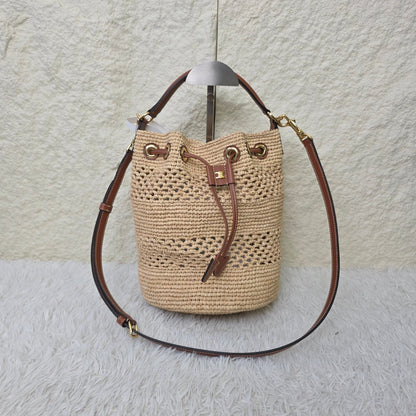 Celine Raffia Drawstring Bucket Bag (Pre-Owned)