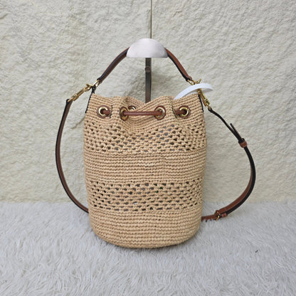 Celine Raffia Drawstring Bucket Bag (Pre-Owned)