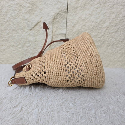 Celine Raffia Drawstring Bucket Bag (Pre-Owned)