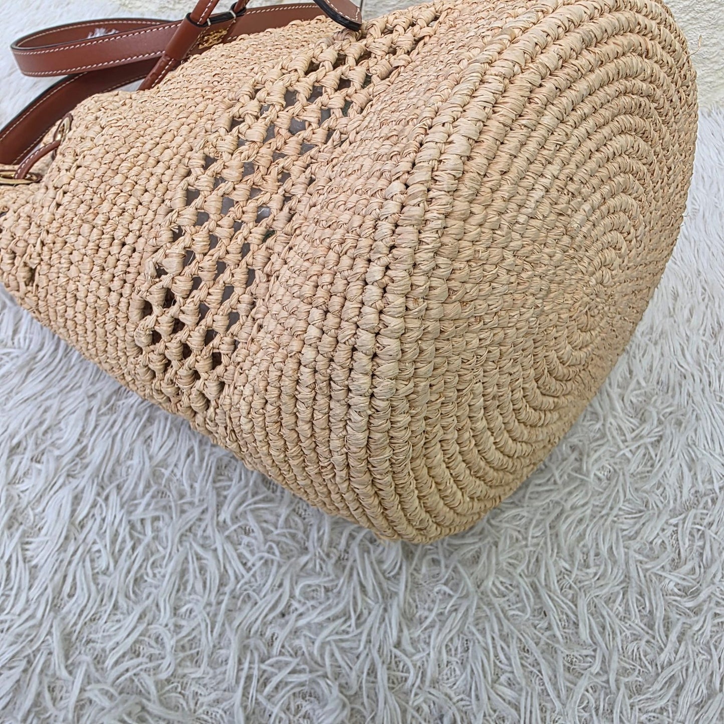 Celine Raffia Drawstring Bucket Bag (Pre-Owned)