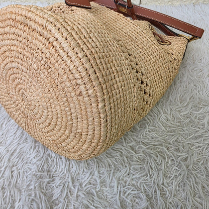 Celine Raffia Drawstring Bucket Bag (Pre-Owned)