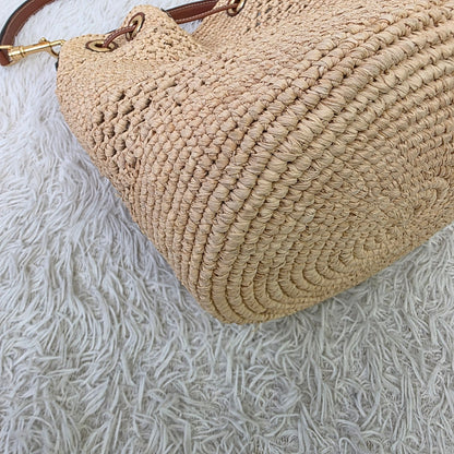 Celine Raffia Drawstring Bucket Bag (Pre-Owned)