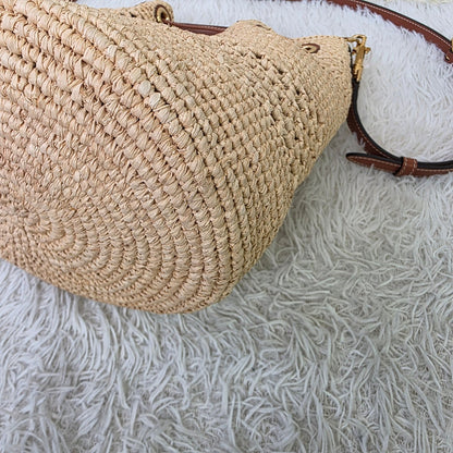 Celine Raffia Drawstring Bucket Bag (Pre-Owned)