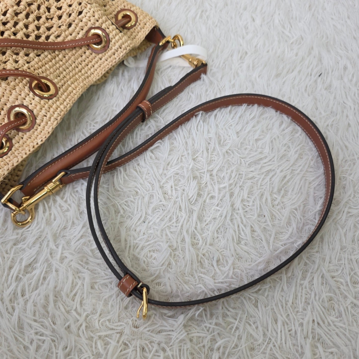 Celine Raffia Drawstring Bucket Bag (Pre-Owned)