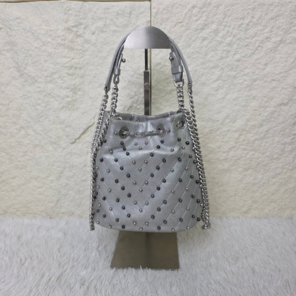 Chanel Studded Metallic Leather Drawstring Bucket Bag (Pre-Owned)