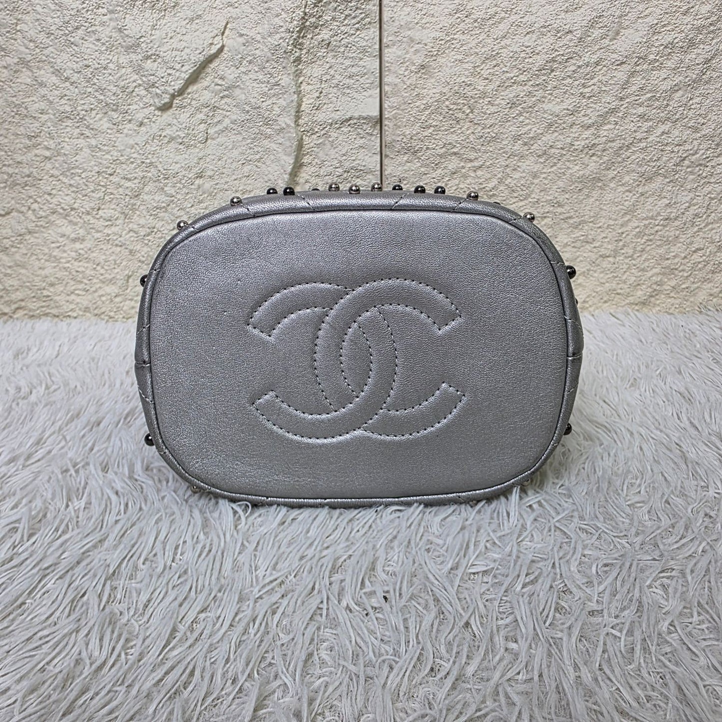 Chanel Studded Metallic Leather Drawstring Bucket Bag (Pre-Owned)