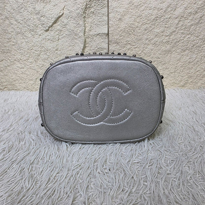 Chanel Studded Metallic Leather Drawstring Bucket Bag (Pre-Owned)
