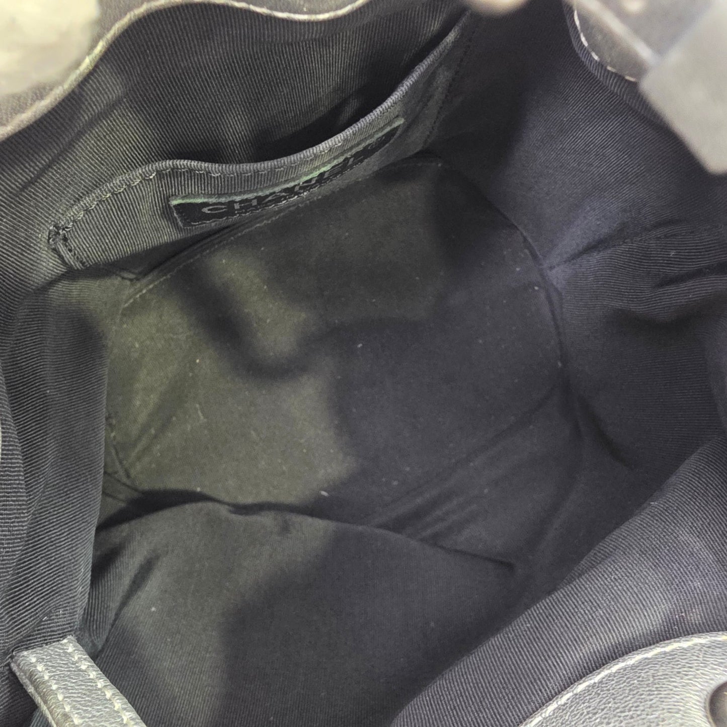 Chanel Studded Metallic Leather Drawstring Bucket Bag (Pre-Owned)