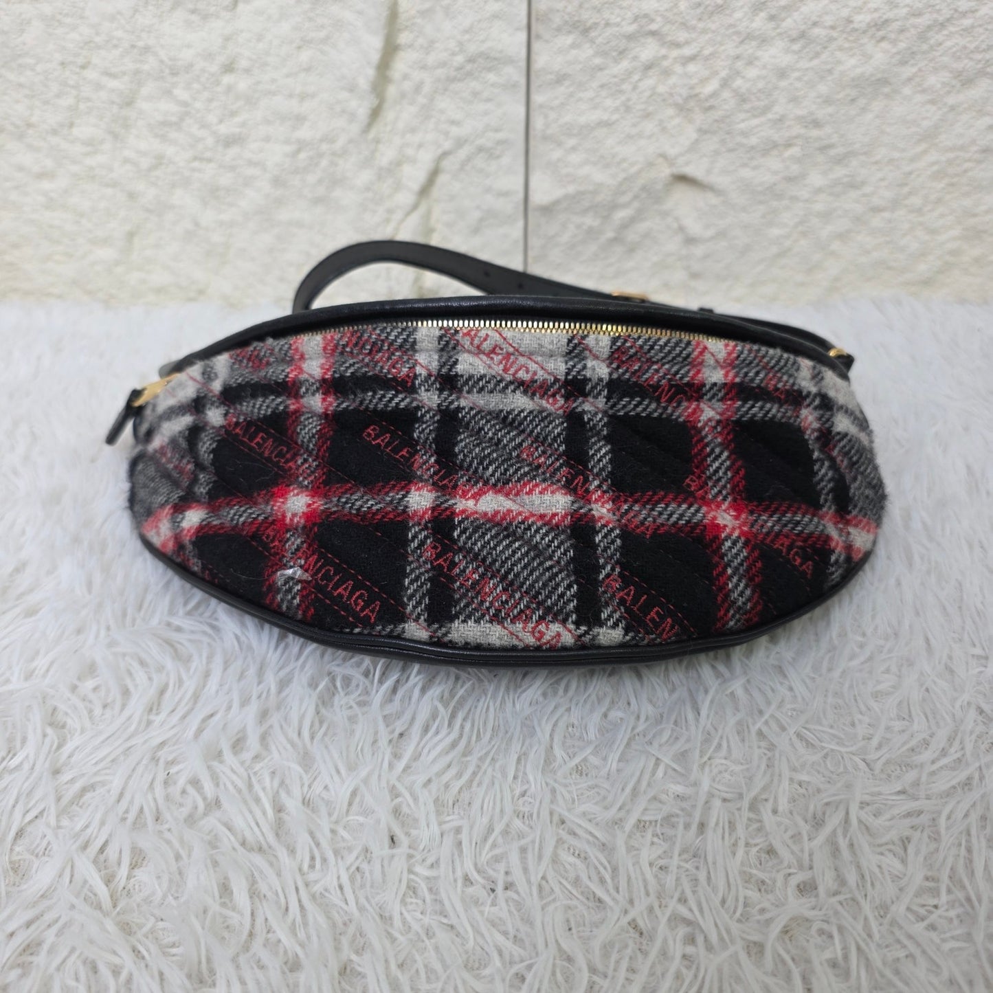 Balenciaga Plaid Logo Shoulder Bag (Pre-Owned)