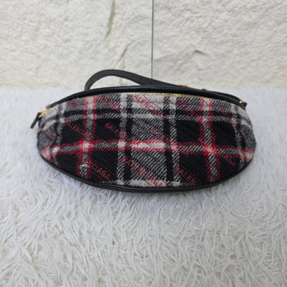 Balenciaga Plaid Logo Shoulder Bag (Pre-Owned)
