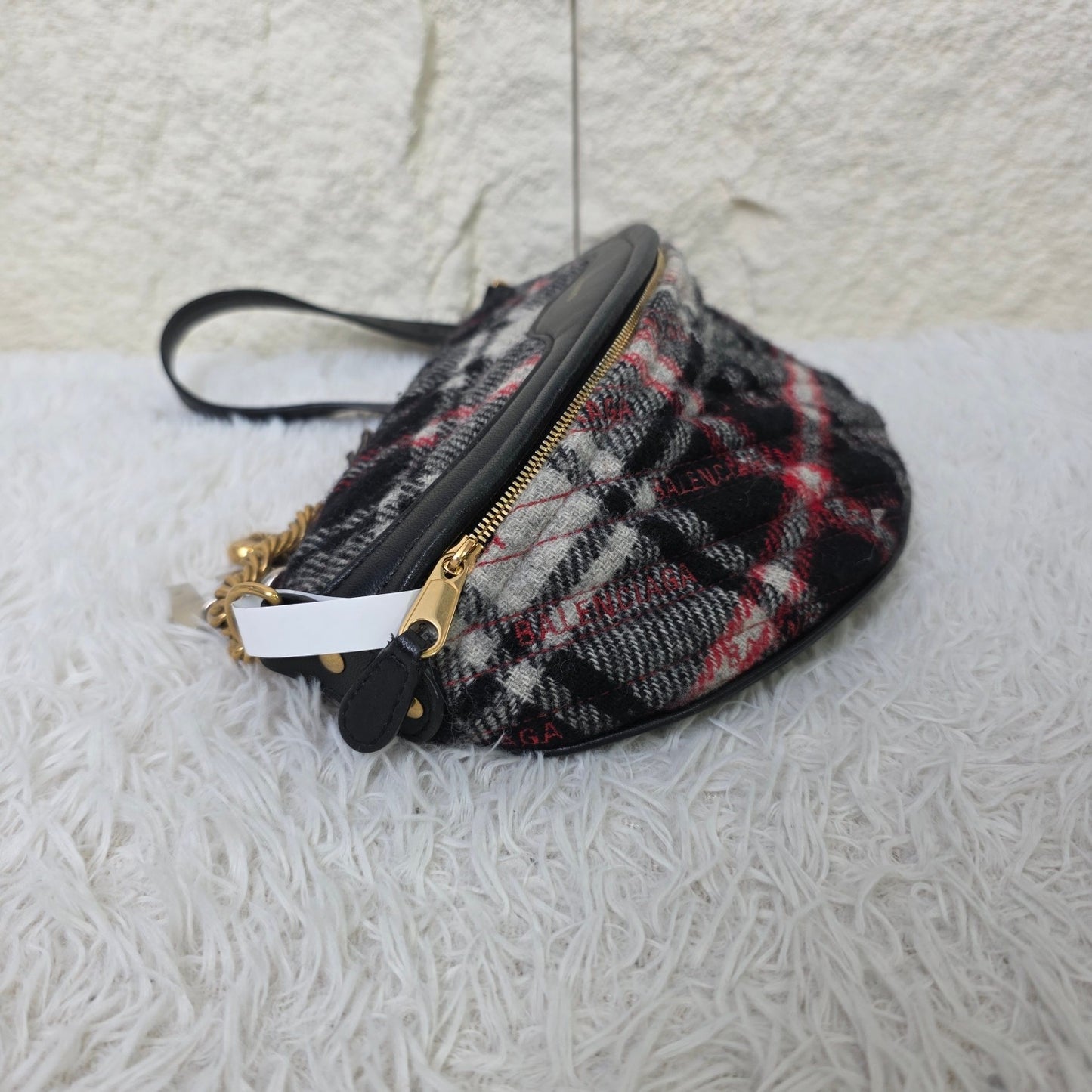 Balenciaga Plaid Logo Shoulder Bag (Pre-Owned)