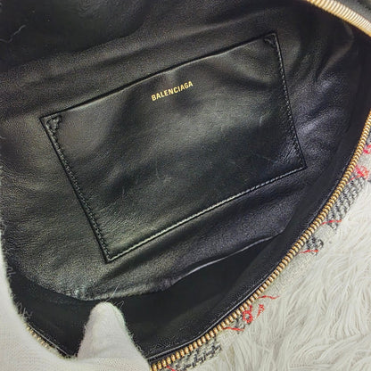 Balenciaga Plaid Logo Shoulder Bag (Pre-Owned)