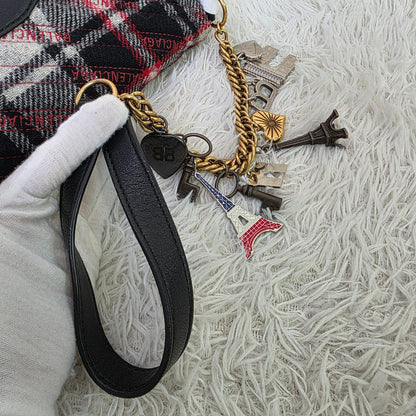 Balenciaga Plaid Logo Shoulder Bag (Pre-Owned)