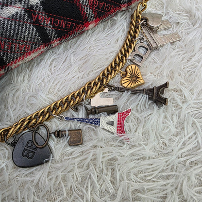 Balenciaga Plaid Logo Shoulder Bag (Pre-Owned)
