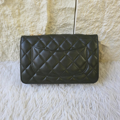 Chanel Quilted Leather Chain Wallet Bag (Pre-Owned)