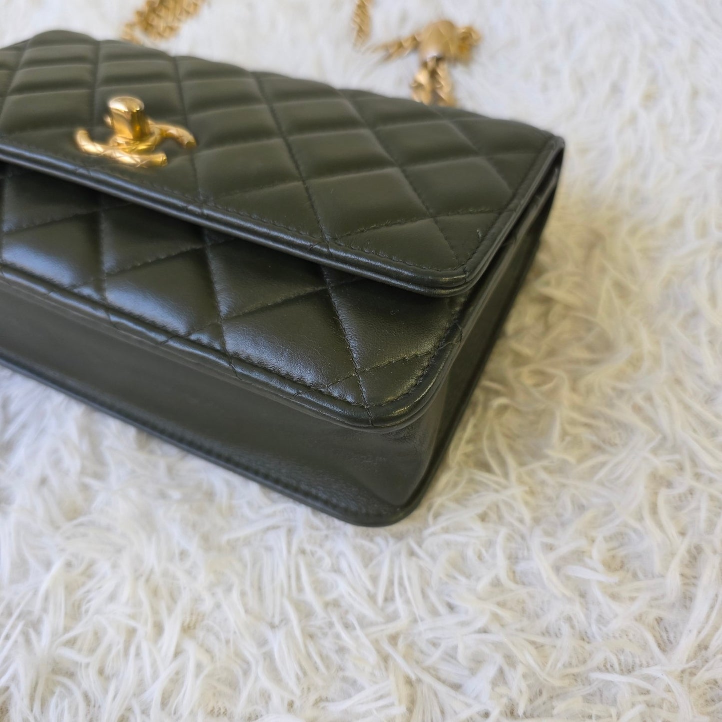 Chanel Quilted Leather Chain Wallet Bag (Pre-Owned)
